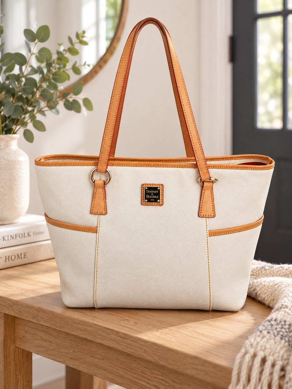 Dooney & Bourke Bone Pebble Grain Small Lexington Tote